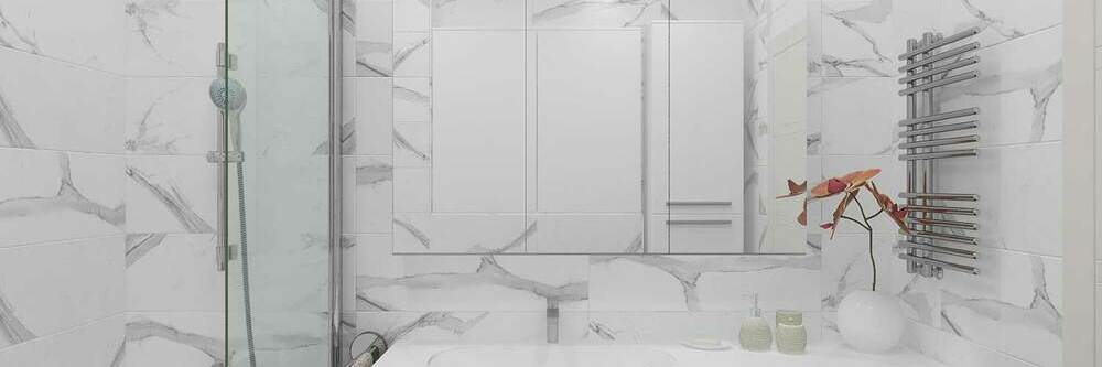Дизайн ванной комнаты. Керамогранит под мрамор